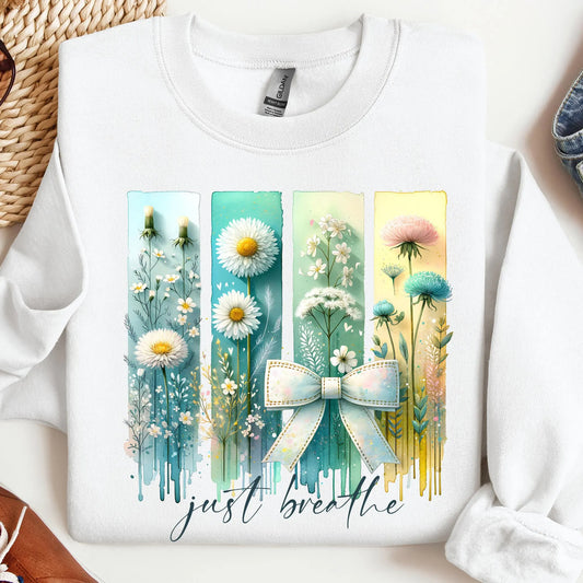 Just Breathe Positivity PNG Sublimation Design Instant Digital Download