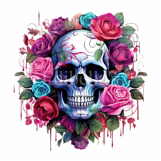 Floral Skull Sublimation Clipart Digital Download